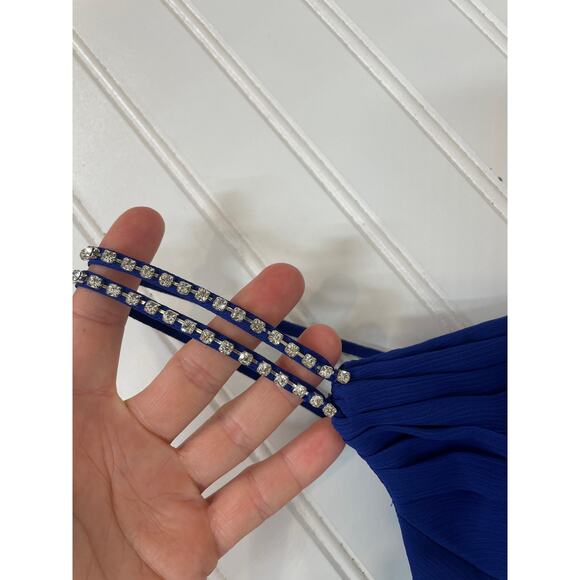 David’s Bridal Royal Blue Plated Fit And Flare Long Dress Gown Wedding Size 0 - Picture 6 of 7